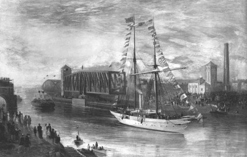 Drawing of the Manchester Ship Canal by James Mudd