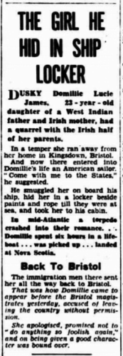 Domillie Jones runs off to sea, article in the Daily Herald, 1943