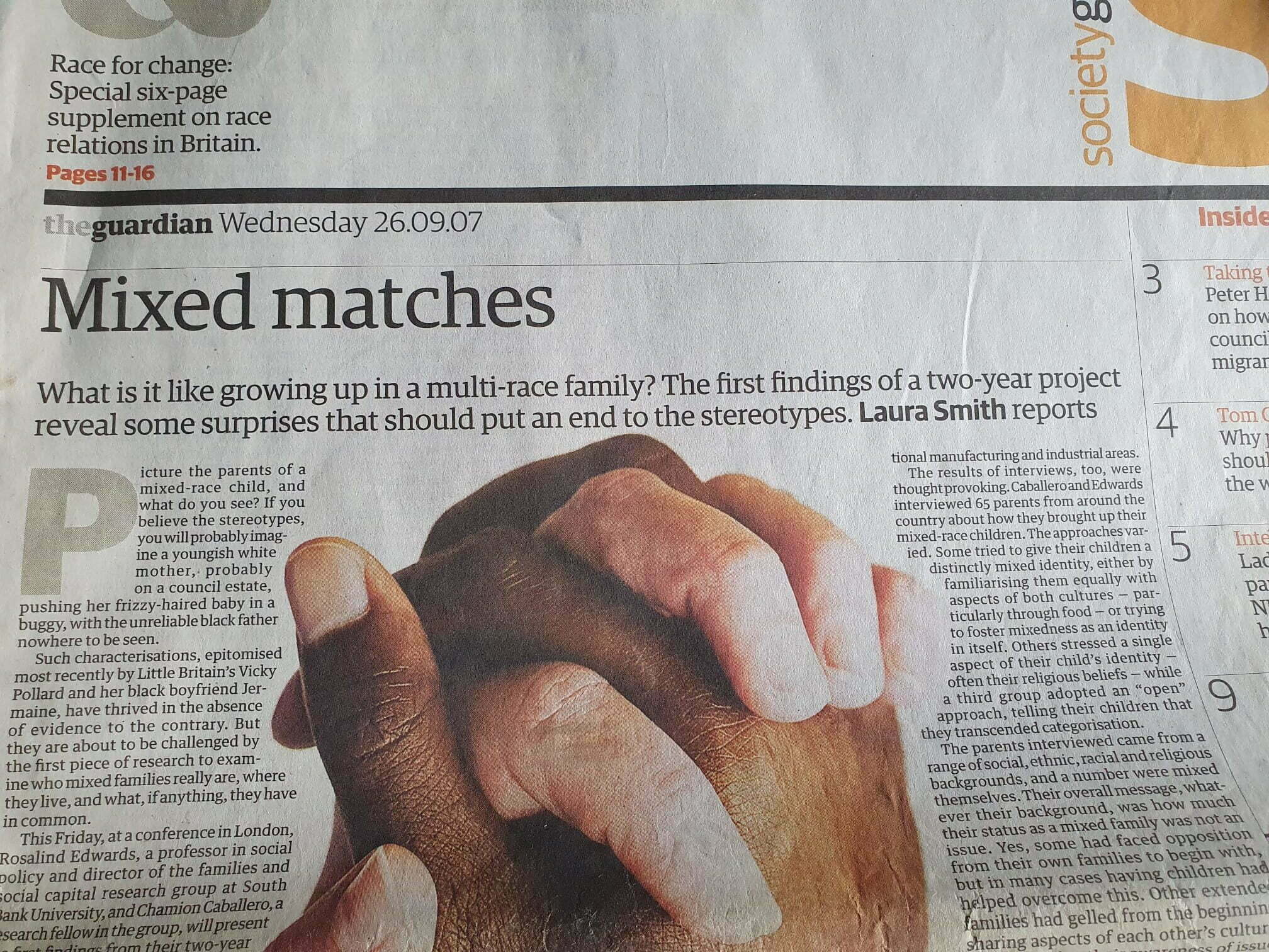 Photo of 2007 Guardian article Mixed Matches by Laura Smith.