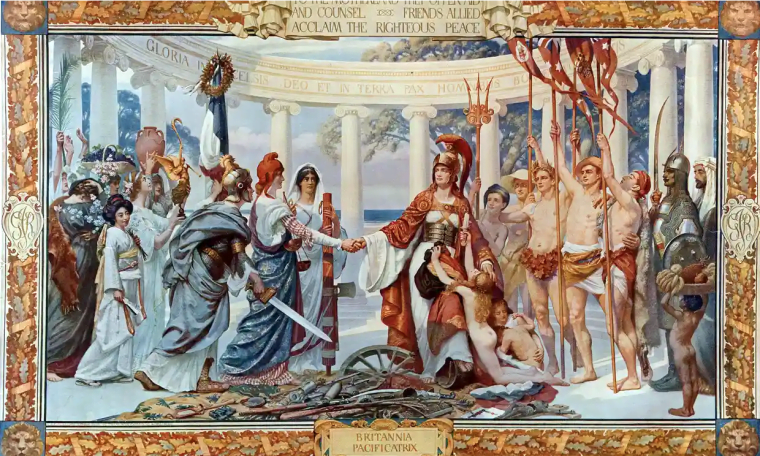 Britannia Pacificatrix, one of the five Foreign Office murals by Sigismund Goetze.