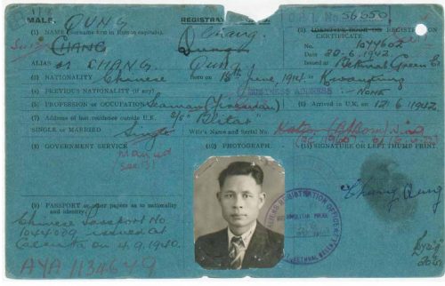 Photo of a Chinese seaman on alien registration card