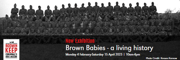 Promotional poster for Brown Babies - a living history webinar and study day at Bodmin Keep in March 2023.